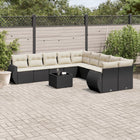 11-piece Loungeset with cushions poly rattan black