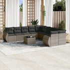 11-piece Lounge Set with cushions poly rattan grey