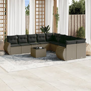 Loungeset 11-delig poly rattan lichtgrijs