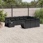 11-piece Lounge Set with Cushions Poly Rattan Black