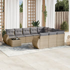 11-piece Garden Furniture Set with Cushions, Poly Rattan, Beige