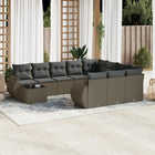 11-Piece Loungeset with cushions poly rattan light gray