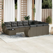 11-Piece Loungeset with cushions poly rattan light gray