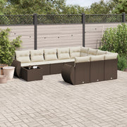 11-Piece Rattan Lounge Set with Cushions Brown
