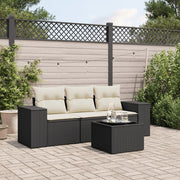 Loungeset 4-delig poly rattan zwart
