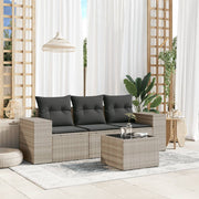 Loungeset 4-delig poly rattan lichtgrijs