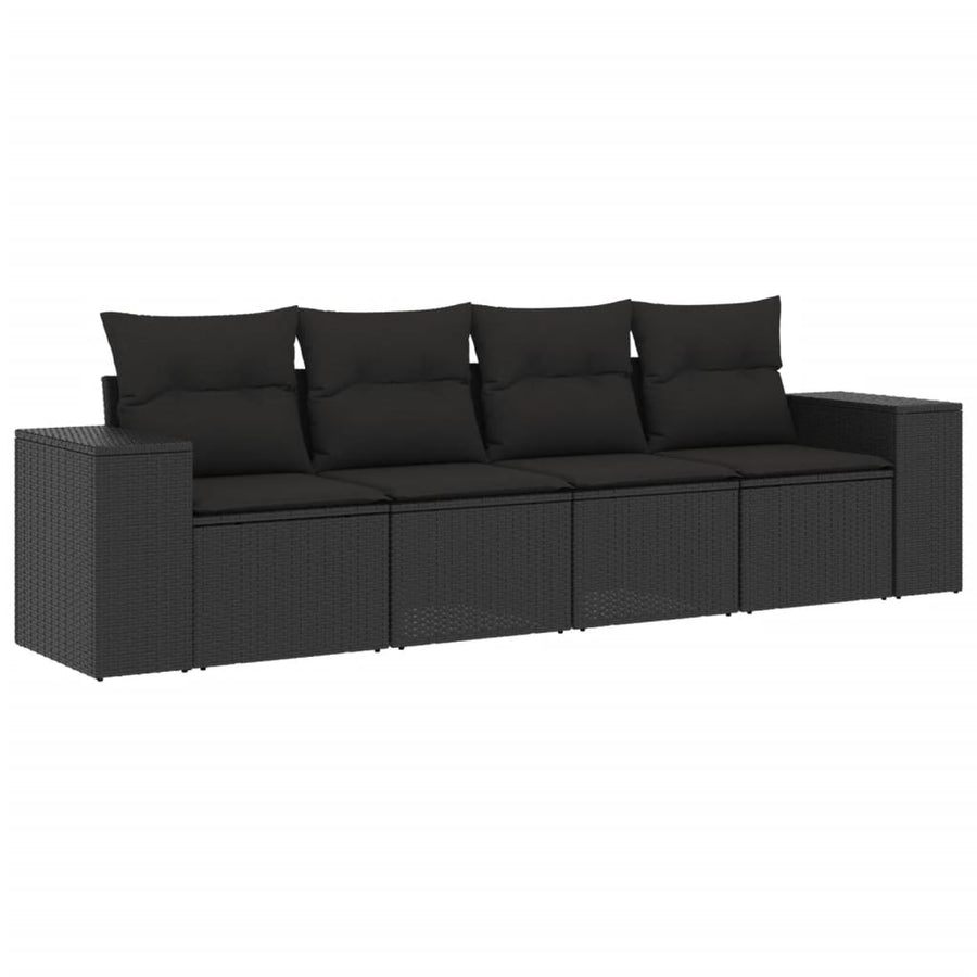 4-Delige Loungeset Met Kussens Poly Rattan Zwart