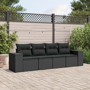 Loungeset 4-delig poly rattan zwart