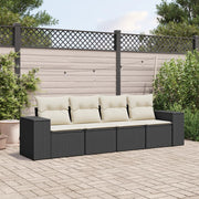 Loungeset 4-delig poly rattan zwart