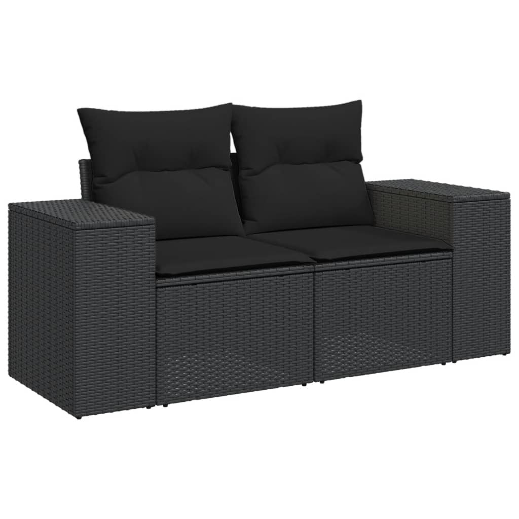 5-Delige Loungeset Met Kussens Poly Rattan Zwart