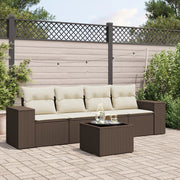 Loungeset 5-delig poly rattan bruin