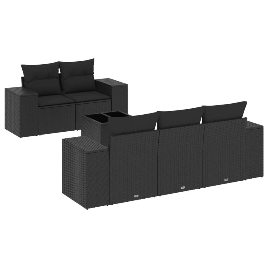 6-Delige Loungeset Met Kussens Poly Rattan Zwart