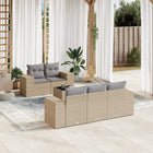 6-piece Lounge Set with cushions poly rattan beige