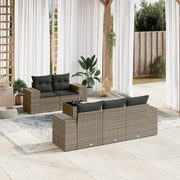 Loungeset 6-delig poly rattan grijs