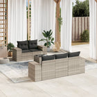 6-piece Lounge Set with cushions poly rattan light grey