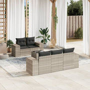 Loungeset 6-delig poly rattan lichtgrijs