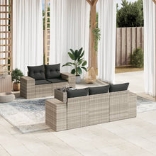 6-delige Loungeset met kussens poly rattan lichtgrijs
