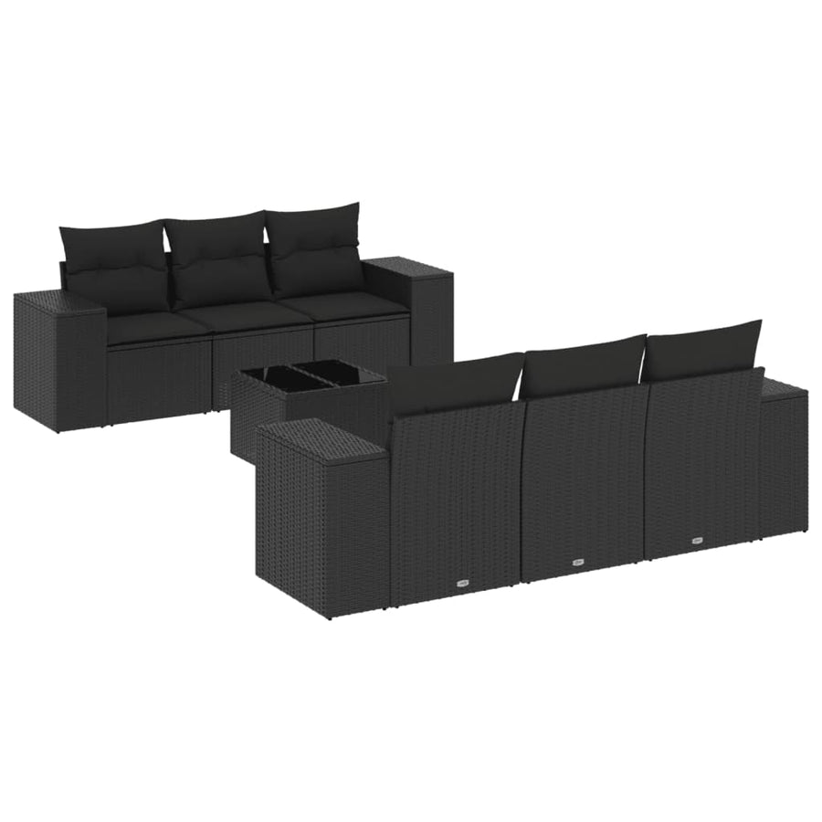 7-Delige Loungeset Met Kussens Poly Rattan Zwart