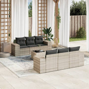Loungeset 7-delig poly rattan lichtgrijs