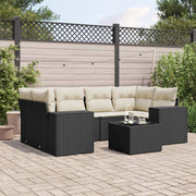 Loungeset 7-delig poly rattan zwart