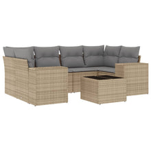 7-Delige Loungeset Met Kussens Poly Rattan Beige