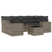 7-Delige Loungeset Met Kussens Poly Rattan Grijs