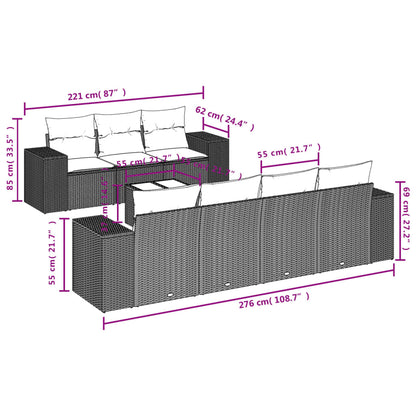 8-Delige Loungeset Met Kussens Poly Rattan Grijs