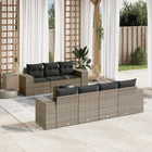 8-piece Lounge Set with Cushions Poly Rattan Grey