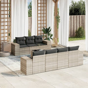 Loungeset 8-delig poly rattan lichtgrijs