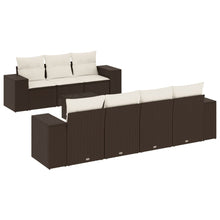 8-delige Loungeset met kussens poly rattan bruin