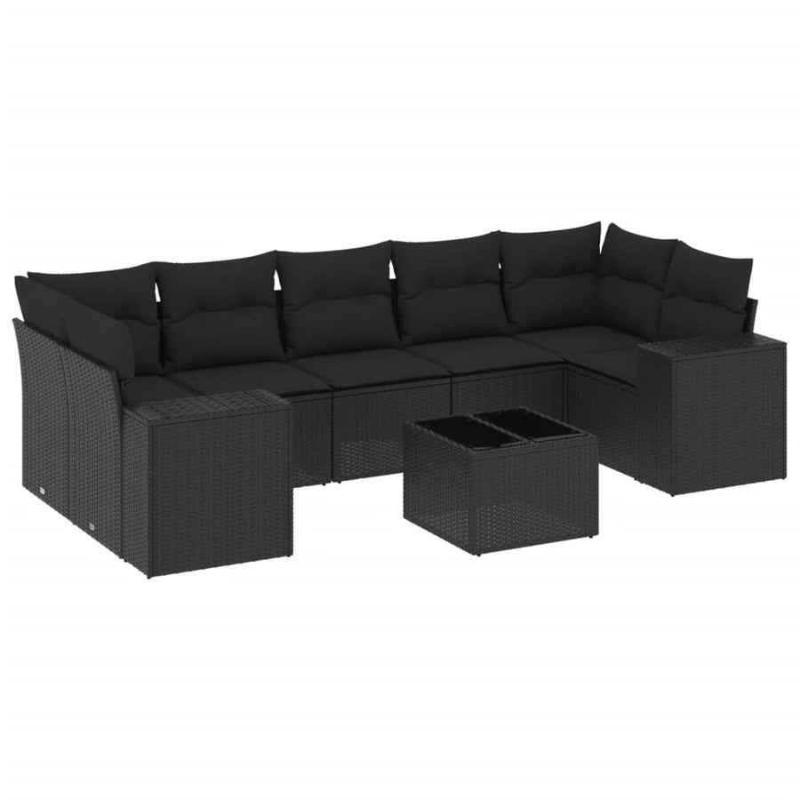 8-Delige Loungeset Met Kussens Poly Rattan Zwart