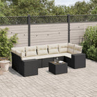 Loungeset 8-delig poly rattan zwart met kussens