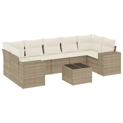 8-Delige Loungeset Met Kussens Poly Rattan Beige