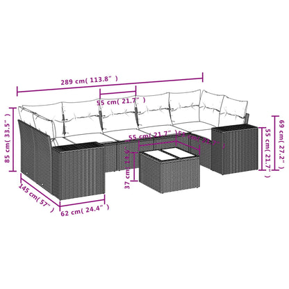 8-Delige Loungeset Met Kussens Poly Rattan Beige