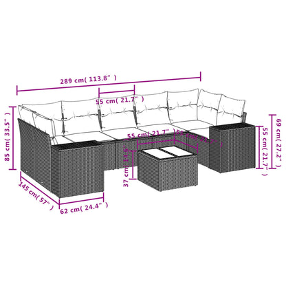 8-Delige Loungeset Met Kussens Poly Rattan Beige