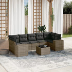 8-piece Lounge Set with Cushions Poly Rattan Grey
