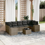 Loungeset 8-delig poly rattan grijs