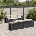 9-piece Lounge Set with cushions poly rattan black