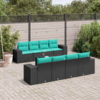9-piece garden sofa set with cushions in black poly rattan