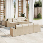 9-piece Loungeset with cushions poly rattan beige