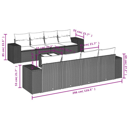 9-Delige Loungeset Met Kussens Poly Rattan Beige