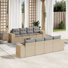9-piece Lounge Set with Cushions Poly Rattan Beige
