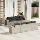9-piece Lounge Set with Cushions Poly Rattan Light Grey