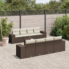 Loungeset poly rattan bruin 9-delig