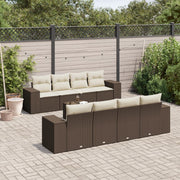 9-piece Lounge Set with Cushions Poly Rattan Brown