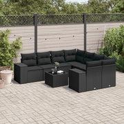 Loungeset 9-delig poly rattan zwart