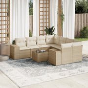 Loungeset 9-delig poly rattan beige