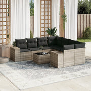 Loungeset 9-delig poly rattan lichtgrijs