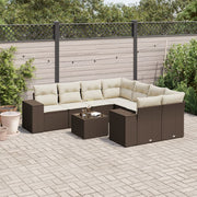 Loungeset poly rattan bruin 9-delig