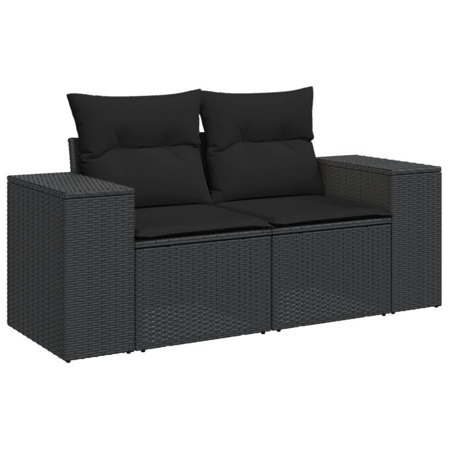 4-Delige Loungeset Met Kussens Poly Rattan Zwart